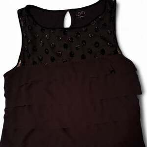 Ann Taylor LOFT Black Polka Dot Ruffled Tank Top Size M